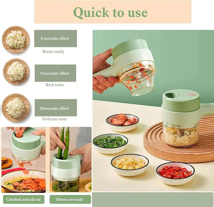4 in 1 Portable Electric Vegetable Cutter Set