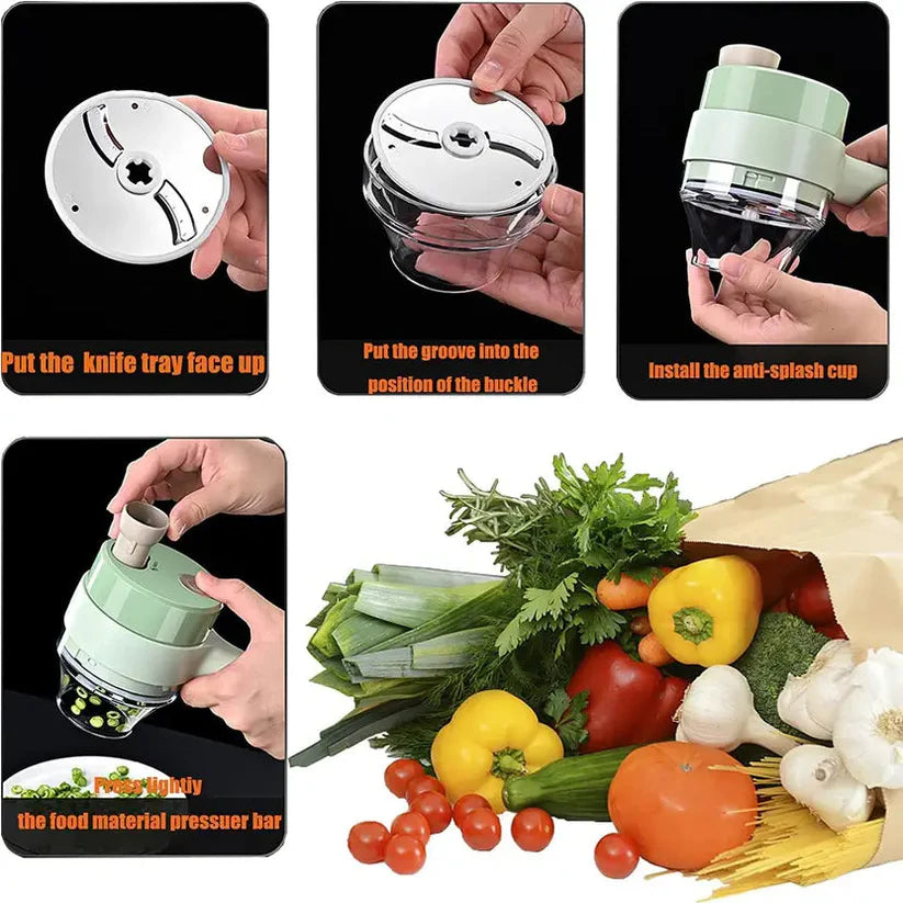 4 in 1 Portable Electric Vegetable Cutter Set
